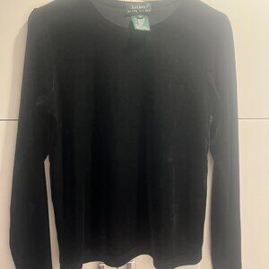 Ralph Lauren Black Velvet Long Sleeve Top – Size Small- Updated Photos